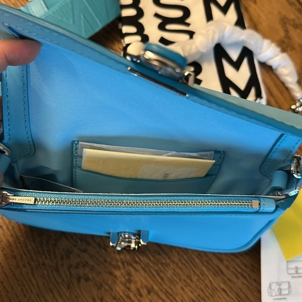 NWT! New Marc Jacobs J Marc Mini Shoulder Bag -Smooth Leather Pool Blue